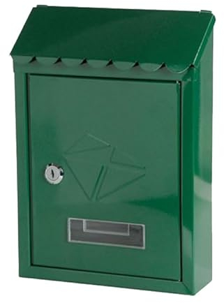 Buzón de Acero con Cerradura de Exterior – Techo Protector de Lluvia Decorativo abatible – Buzón de Letras con Doble Llave – Buzón de Letras– Caja Verde