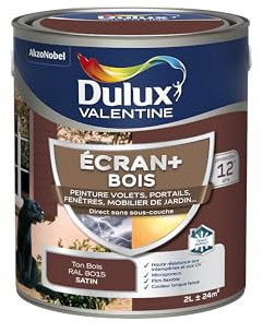 Dulux Valentine Peinture Extérieure Ecran+ Bois - Haute résistance aux intempéries et aux UV, anti-encrassement, couleur longue tenue - Ton Bois 2 L