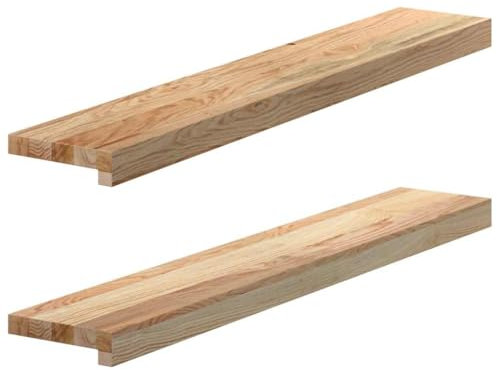 vidaXL Fensterbänke 2 Stk. Unbehandelt 90x15x2 cm Massivholz Eiche, Fensterbrett, Holz Treppenstufe, Holz Fensterbrett, Fensterbank Eichenholz