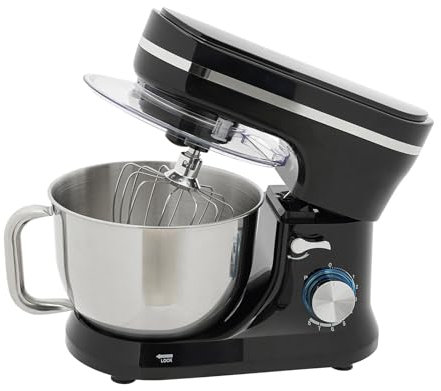Batidora de Cocina Eléctrica Robot de Cocina Multifuncional Batidora de Cocina para Pasteles Pan Galletas Albóndigas Fideos Negro 35,6 x 18,8 x 27,9 cm