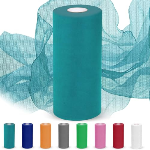 Tylltyg, tyllrullar tyg 30 cm x 92 m, tyllbröllopsdekoration, tyllband, tyll, dekorativt tyg för tutu kjolar, presentförpackningar, bröllop, dekoration, gör-det-själv (turkos)
