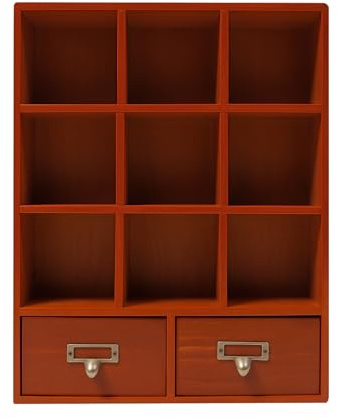 CHFUNE Mini-Vitrine aus Holz, etzkasten Holz Sammelbox Holztablett 9 Fächer Vitrine Sammlerstücke 33.3 * 10 * 42.5cm Perfekt für Decoupage, Lagerung, Dekoration