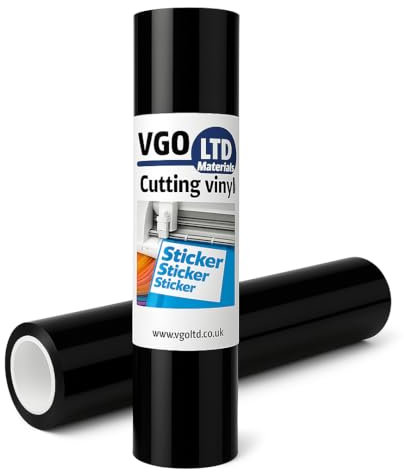 vgoltd Permanent Glossy Adhesive Vinyl Cutting Vinyl Roll for Mug Cup Window Home Decal & DIY Projects (Black, 30 x 100 cm)