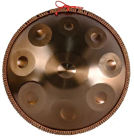 Handpan Drum 22Inch 9Notes 440HZ/432HZ Steel Percussion Instrument with Carry Bag for Professional Performance， Gold