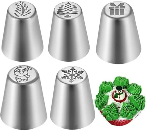 Tuxuseo Punte decorative per torte 5 pezzi – Set di beccucci,Utensili da forno in acciaio e per per la produzione di glassa cupcakes dolci e per