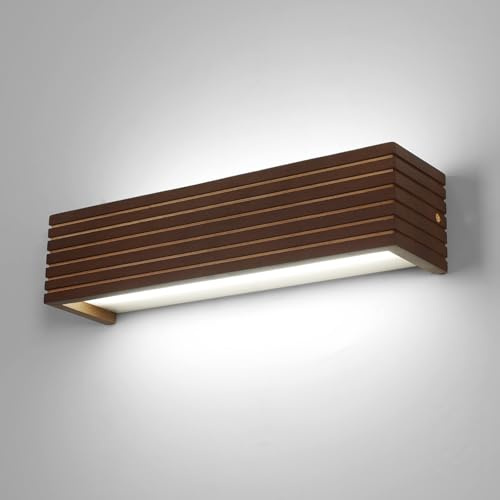 Goeco Lámpara de Espejo LED Baño de Madera, Aplique Interior LED 18W, Luz de Espejo para Dormitorio, Cocina, Comedor, Estudio, Tocador, Luz Blanca Fría 6500K