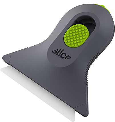 Slice 10590 Small Scraper, Ceramic Blade, Lasts 11x Longer Than Metal, Finger Friendly, Comfortable to Use, No Strain on Thumb or Hand, Auto-Retractable, Compact Size, Left or Right Hand
