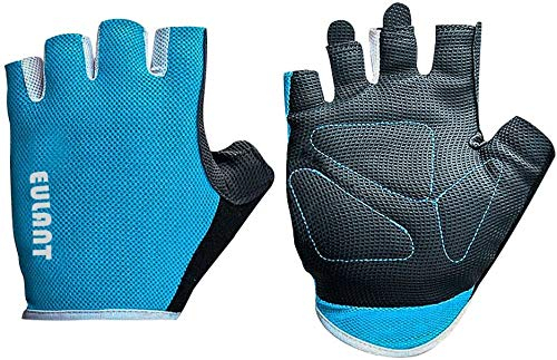 ONTYZZ Handschuhe Fingerlos Sport Männer Fahrradhandschuhe Frauen Trainingshandschuhe für Bodybuilding Gym Fitness MTB Handschuhe Halbfinger Blau/M