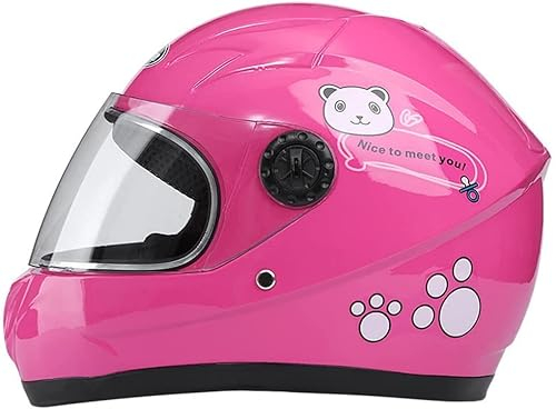 Kinder Motorrad Helme Helm Full Face Motorrad Helme Sicherheit Crash Helm Kinder Motorrad Integrierte Motorrad Helme für Mädchen Jungs Rosa