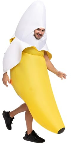 Spooktacular Creations Disfraz Inflable de Plátano para Adultos Disfraces de Aire de Cuerpo Completo Disfraz de Plátano Divertido para Fiestas de Disfraces de Halloween