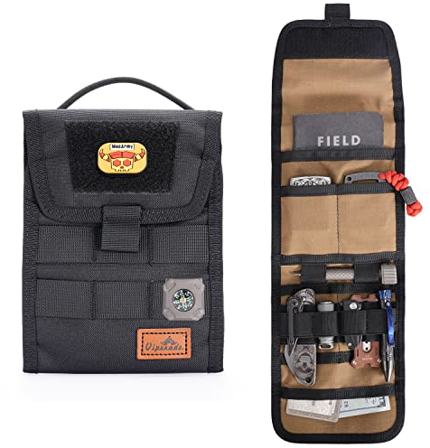 VIPERADE VE12 Taktische Falttasche, Molle Werkzeugtasche, dreifach gefaltete Werkzeugtasche, nützlicher EDC-Taschen-Organizer für den Außenbereich und den täglichen Gebrauch (Schwarz)