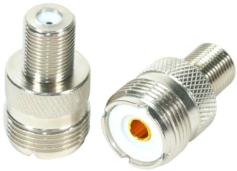 Fohevers 2 st UHF hona till F typ hona antennadapter UHF hona SO239 PL259-kontakt UHF till F-typ antenn RF koaxialadapter för TV trådlösa LAN-enheter Wi-Fi-radio extern antenn
