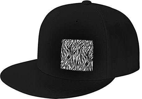 lYonge Casquette de baseball à bord plat imprimé zèbre unisexe Hip Hop Dancing réglable Snapback, noir, taille unique, Noir, taille unique