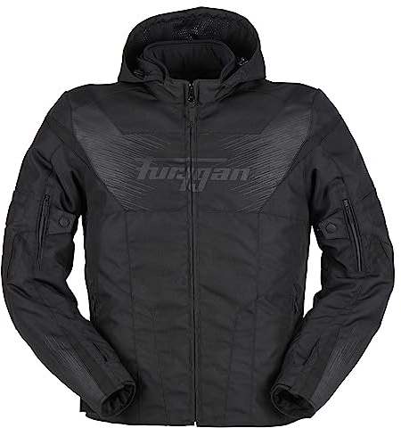 Furygan Veste homme moto SHARD - Protection avancée des épaules et des coudes - Capuche Amovible ou attachée dans le dos - Doublure thermique amovible - Manche réglable - Tailles différentes