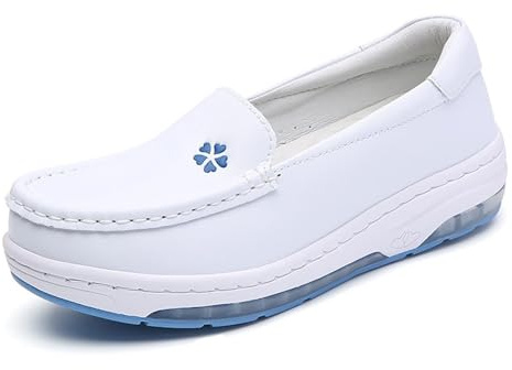 Donna Scarpe Infermieristiche Sanitarie,Leggero Olio E Antiscivolo Ortopedico Lavoro Scarpe da Infermiera,Comodo Impermeabile Mocassini Scarpe da Cuoco,per Ospedale/Cucina (Color : Blue, Size : 37 E