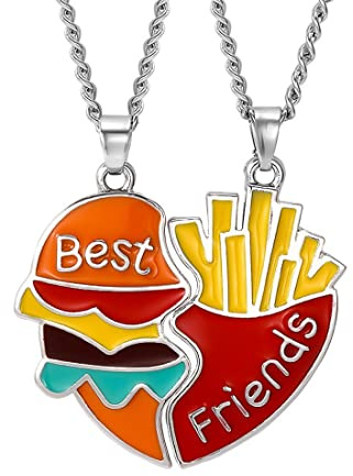 SJBAUTYO Collana Pendente Amicizia Set,Confezione da 2 collane BFF Collana,Best Friends Collana,Collana dell'amicizia con patatine fritte per 2 Ragazze Regalo di Compleanno per Migliori Amici