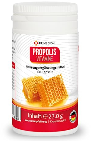 PROPOLIS KAPSELN mit Vitamin C, B1, B2, B6, B12 und Folsäure 85mg Propolis Extrakt je Kapsel Primedical 1 x 60 Kapseln