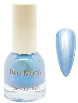Pearl Shimmer Nail Polish - Light Blue Mermaid Nail Varnish, Pearlescent Shell Glitter - Quick Dry Long Lasting Breathable Nail Art Decoration - No UV Needed 10ml (TM235)