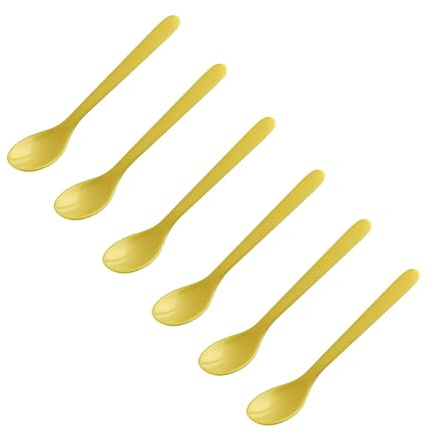FACKELMANN | Set di 6 cucchiai per uova da colazione 14 cm | Colore: giallo | plastica di alta qualità | ideale per il tavolo della colazione