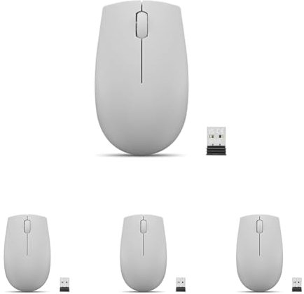 Lenovo 300 Wireless Compact Mouse (Arctic Grey) with battery (Pack of 4)