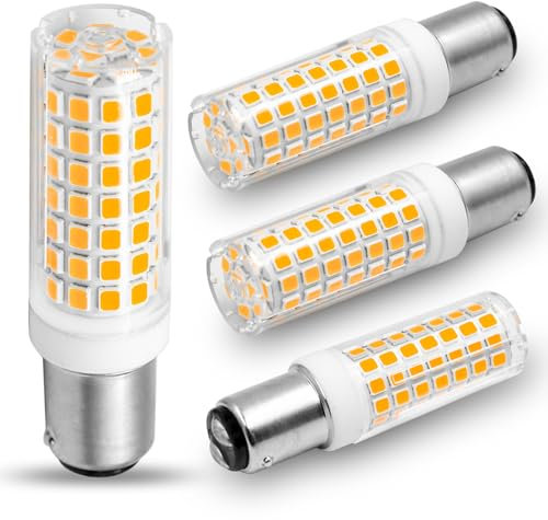 ZHENMING B15D LED Dimmbar 6W Ersatz 40W 50W 60W B15D Halogenlampe, Kein Flackern, 230V, 630 Lumen, Warmweiß 3000K, 360°Abstrahlwinkel, 4er Pack