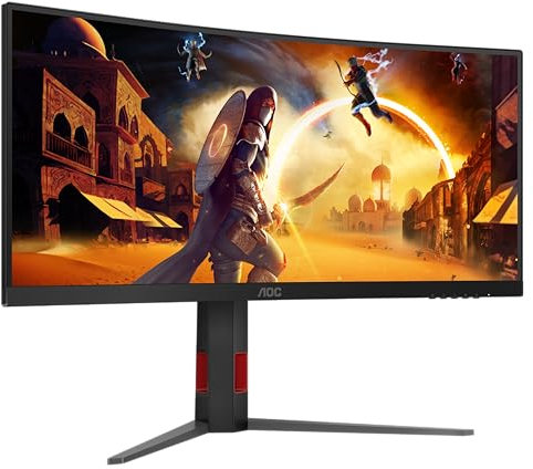 AOC Gaming CU34G4Z - 34 inch WQHD curved monitor, 240 Hz, FreeSync Prem., HDR400 (3440x1440, 1ms GtG, 2x HDMI 2.1, 1x DisplayPort 1.4, USB Hub) black-red