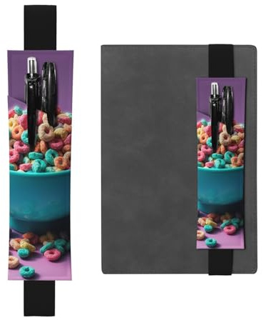 LHCVSFGW Porte-stylo élastique pour bloc-notes, marque-pages, porte-crayons en cuir synthétique avec bande réglable, pochette à céréales dans un bol, trousse à crayons pour planificateurs, classeurs