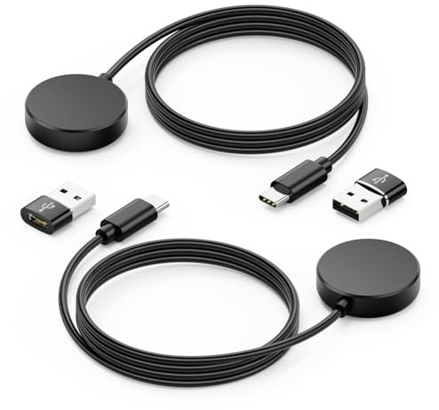 2 Stück Ladekabel Ladegerät USB C Kompatibel mit Samsung Galaxy Watch 7/ Ultra/ 6/6 Classic, Ladestation für Watch 5/5 Pro/ 4/4 Classic/ 3/ Active, Smartwatch Ladegerät für Samsung mit 2 USB Adapter