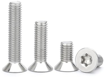 MIETONG M5 Tornillos de Cabeza Avellanada Torx - Plateados Tornillo Mecánico de Cabeza Plana Acero Inoxidable V2A A2 para Maquinaria y Proyectos de Bricolaje, M5 x 12mm, 10 Piezas