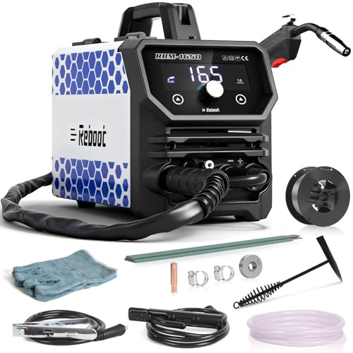 Soldadora Multifunción 4 en 1 MIG 165A – Reboot RBM1650 con Sin Gas, Electrodo y Lift TIG – Soldador Inverter con Pantalla LED para Taller, Hogar y Bricolaje – Incluye Guantes de Regalo