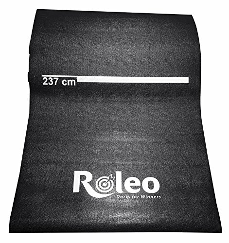Roleo Alfombra antideslizante para dardos, color negro con marcas de distancia