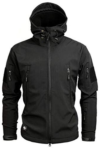SZAWSL Veste militaire imperméable en softshell pour homme avec doublure en polaire, Veste tactique,3XL,Noir