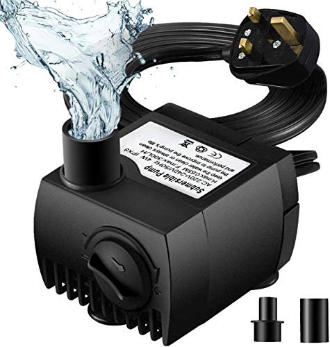 Submersible Water Pump, Senelux 80GPH (300L/H) 4W Fountain Water Pump, Replacement Pump for Pet Fountains, Aquarium, Fish Tank, Pond, Statuary, Hydroponics with 4.7ft Power Cord and 2 Nozzles