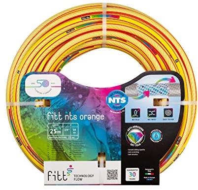 FITT NTS ORANGE 3/4 (19 mm) 25 m - Robuster und Flexibler Gartenschlauch in leuchtendem Gelb für eine Intensive Nutzung