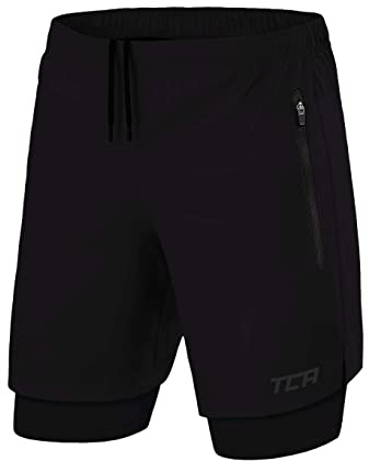 TCA Ultra Short Running Homme - Noir (2X Poches Zippées), XL