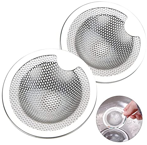 KOSHIFU 2 Pezzi Filtro Lavello Cucina Sink Strainer in Acciaio Inox Filtri di Scarico Filtro per Lavandino Lavelli da Cucina Vasca da Bagno Filtro Capelli Doccia ∅10cm Universale