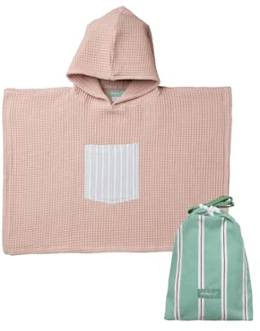 molis&co. Poncho de Baño para Niños de 7-8 años. Stripes. Toalla con Capucha para Playa. Bata de baño para niño Ligera y Compacta.