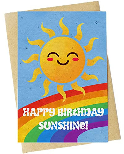 Happy Birthday Seed Card Plantable Lavender Card Handmade A6 With Envelope (Sunshine)