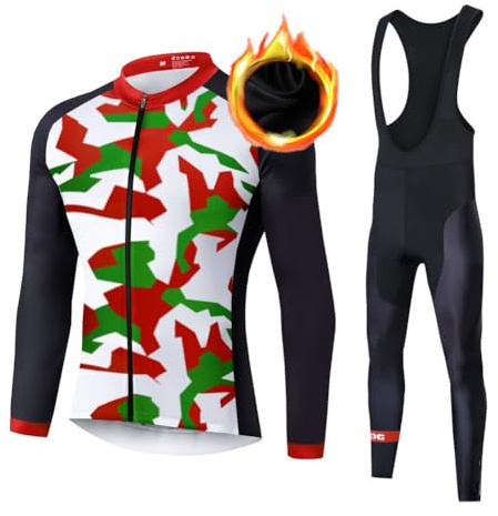 UGLY FROG Magliette da Ciclismo da Uomo Invernale in Pile Completo Maglia Tuta Bicicletta Termico Bib Pantaloni Imbottiti con 20D Gel Traspirante Sportivo