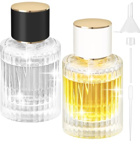 Ysimple 2 Pièces Vaporisateur Parfum Vide 50ml,Transparent Flacon Parfum Rechargeable avec Entonnoir et Compte-Gouttes,pour Faire la Fête,Voyages,Sorties