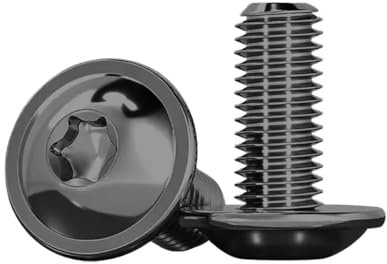 Drenky Vis à Tête Plate Avec Collerette 20 Pièces, M5x20mm Vis Torx Noir Inox A2 V2A à Tête Bombée Norme ISO 7380-2 à Collerette