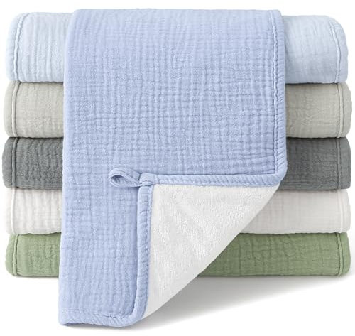 Bearmoss Moltontücher Baby 100% Baumwolle Weiche Spucktücher Baby,Saugstark Mulltücher 6er Pack 50x25 cm für Jungen Mädchen (BlauGrün)