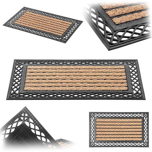KADAX rutschfeste Fußmatte für den Eingangsbereich, Haustürmatte aus Kokos und Gummi, Kokosmatte für Außen, Türmatte für den Außenbereich (Rechteckig, 75x45 cm)