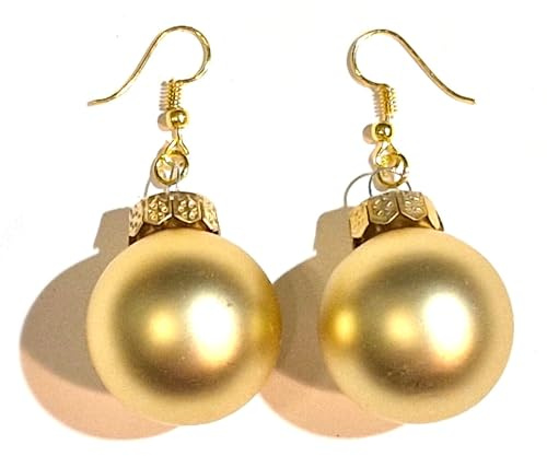 Miniblings julgran boll örhängen julgranskulor julgranskula guldmatta - handgjorda modesmycken I jul guld - örhängen örhänge hänge guldpläterad, 30mm, glas, metall, Inte känd