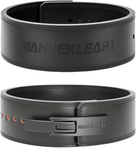 MANUEKLEAR 10mm Thick & 4inch Wide Weight Lifting Belt Lever, Lever Belt Weightlifting for Men and Women, Powerlifting Lever Gym Belt for Squat Deadlift Workout (Black, L(34-40inches))