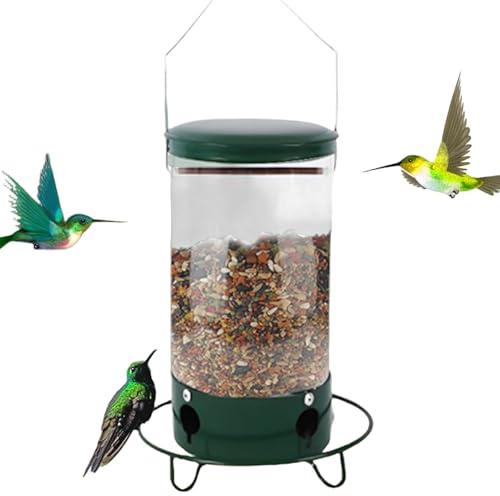 Rete da appendere, attivato per il peso – Distributore di cibo per colibrì all'aperto, dispenser di cibo per uccelli a prova di scoiattolo, robusto e resistente alle intemperie, dispositivo