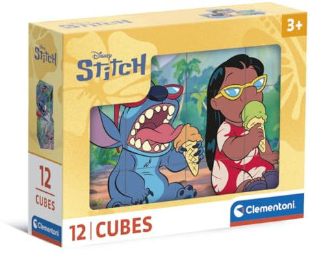 Clementoni Puzzle Bambini - Disney Stitch, Puzzle Con 12 Cubi, Gioco Educativo Bambini 4+ Anni Per Sviluppare Osservazione, Logica E Manualità, Made In Italy, 41347