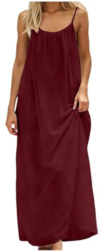 Vestido Espalda Descubierta Vestidos Mujer Verano Largo Casual Camisola Vestido Informal Sin Mangas De Verano Casual Sin Mangas con Espalda Abierta Vestidos De Casa Holgado