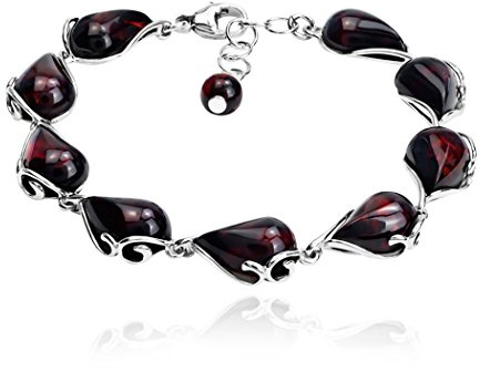 Ian and Valeri Co. Cherry Amber Sterling Silver Bracelet 8 Inches