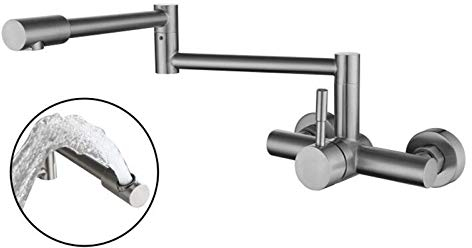 SJQKA-304 Acciaio Inossidabile Doppio Foro Rubinetto, Muro di Tipo Cucina Il Caldo e Il Freddo, Il Balcone lavandino, Piatto del Rubinetto, piegando Un Rubinetto